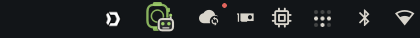 The Omarchy dock, showing the widget's icon: a robot head in front of a smartwatch drawn in green.